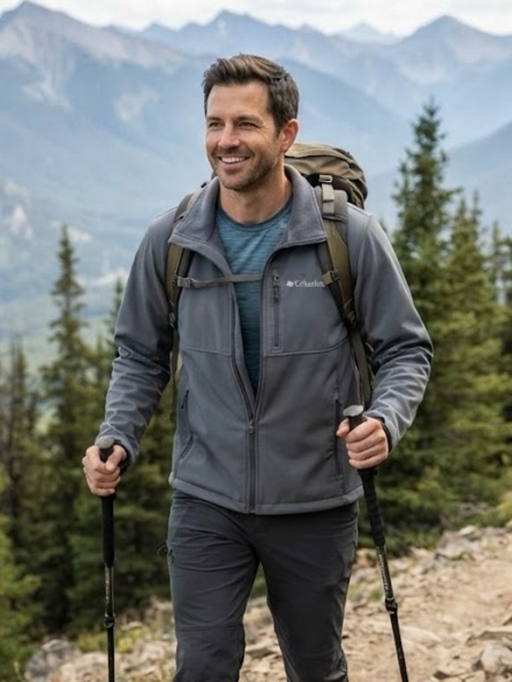 Columbia Ascender Softshell Jacket Hiking Gorpcore Outdoors 3X Tall Grey